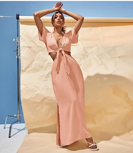 Extra Long A-Line Women's Front Lace-Up Dress