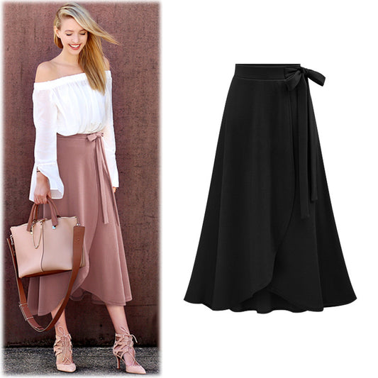 High Waist Irregular Slit Skirt for Women