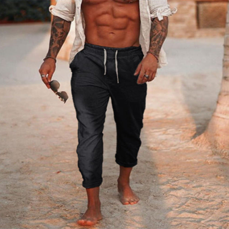 Men's Casual Linen Breathable Solid Color Trousers