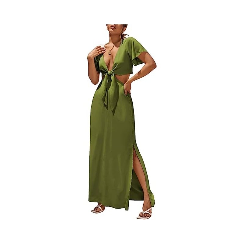 Extra Long A-Line Women's Front Lace-Up Dress