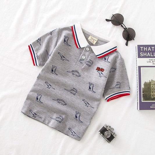 Summer Cartoon Pattern Boy's Casual Short Sleeve Shirt