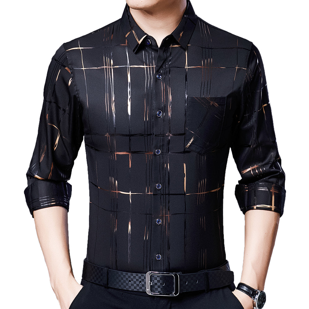 Men's Casual Fashion Shirt in Polyester and Spandex