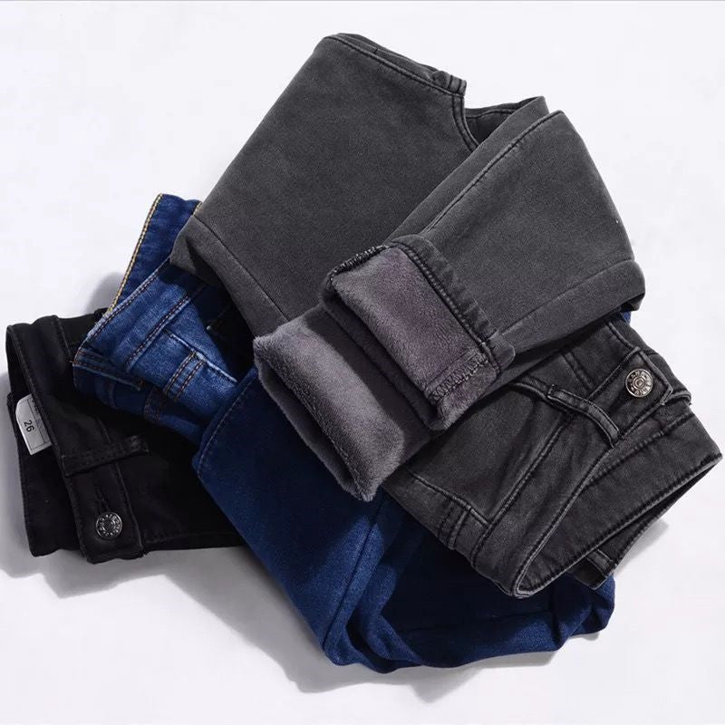 High-Waisted Fleece-Lined Skinny Jeans