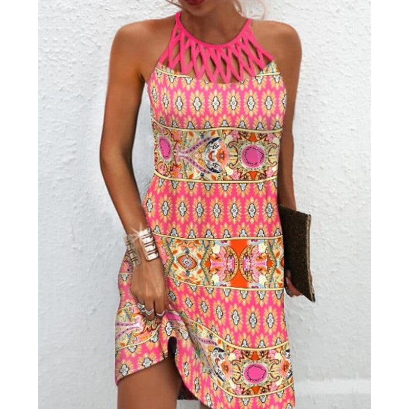 Women's Casual Dress with Ethnic Print Design