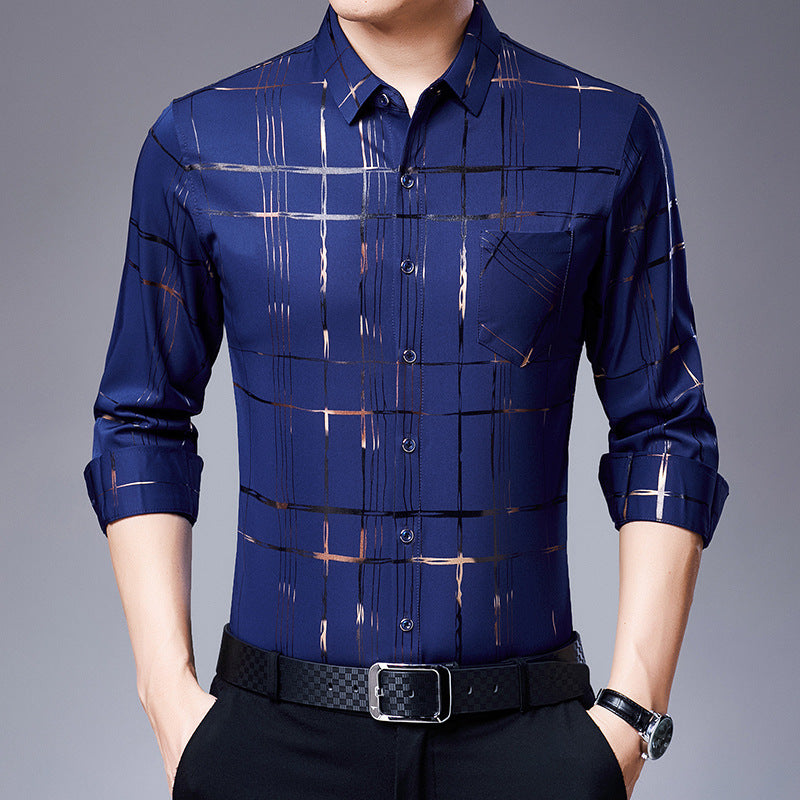 Men's Casual Fashion Shirt in Polyester and Spandex