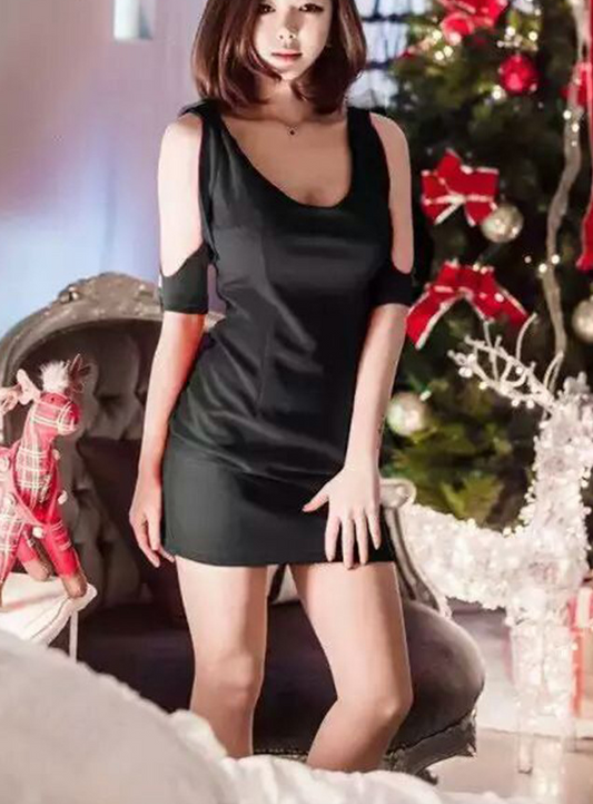 Elegant Fitted Evening Dress and Short Skirt