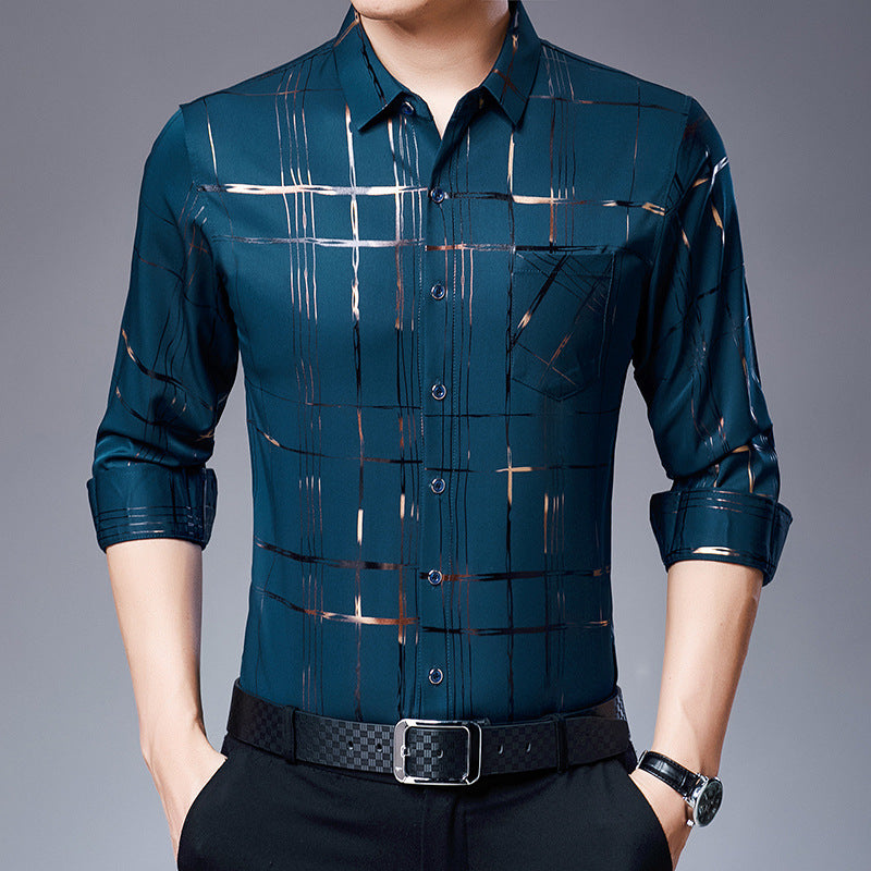 Men's Casual Fashion Shirt in Polyester and Spandex