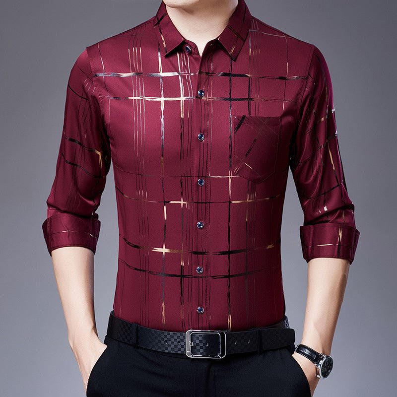Men's Casual Fashion Shirt in Polyester and Spandex