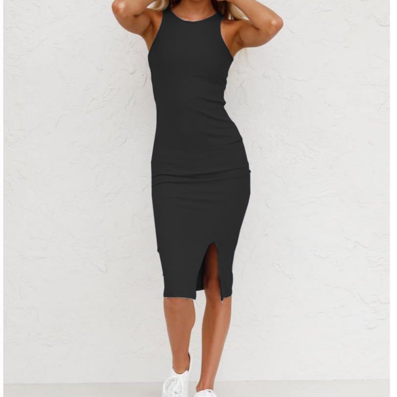 Solid Color Long Vest Dress
