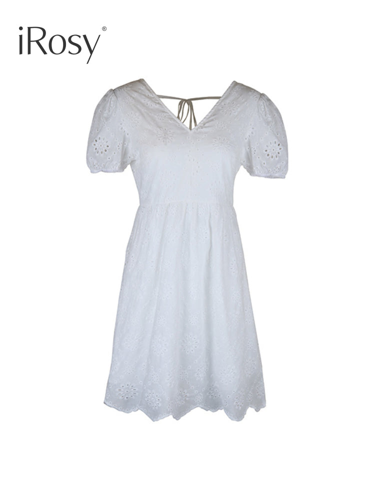 2024 Fashion Summer White Short Sleeve Midi Dress