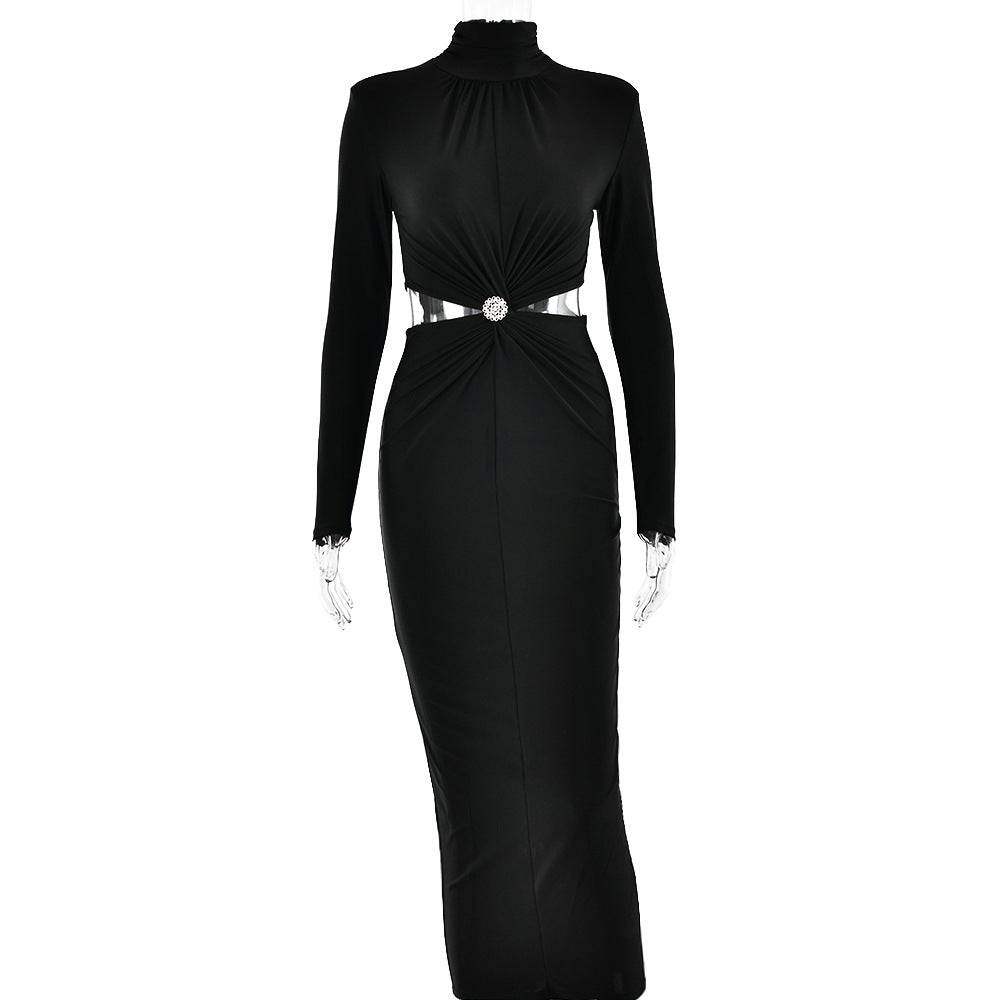 Fashionable Women's Half Turtleneck Long Sleeve Dress