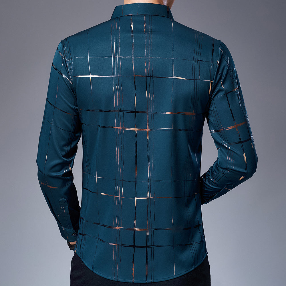 Men's Casual Fashion Shirt in Polyester and Spandex