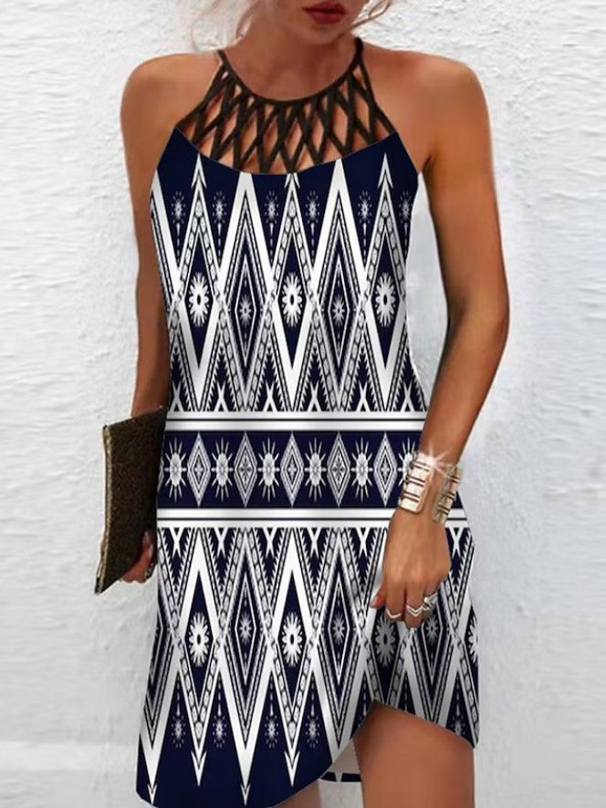 Women's Casual Dress with Ethnic Print Design
