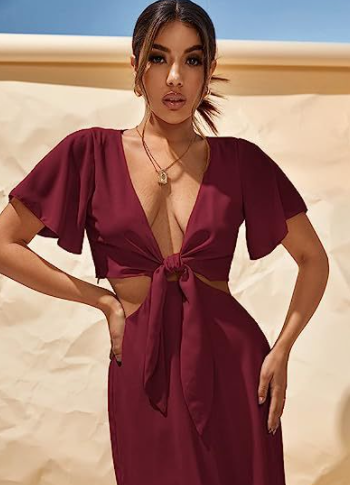Extra Long A-Line Women's Front Lace-Up Dress