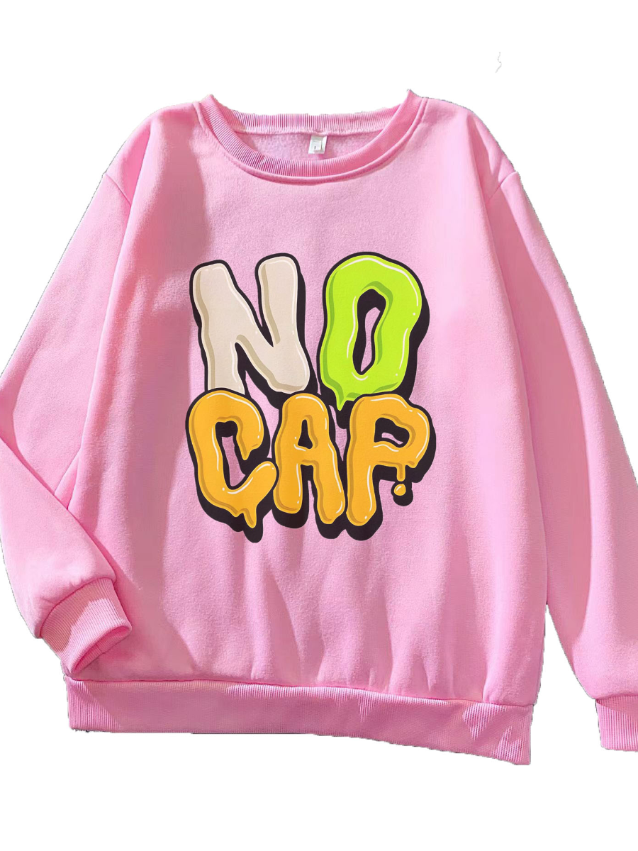 Plus Size Letter Print Drop Shoulder Sweatshirt for Women