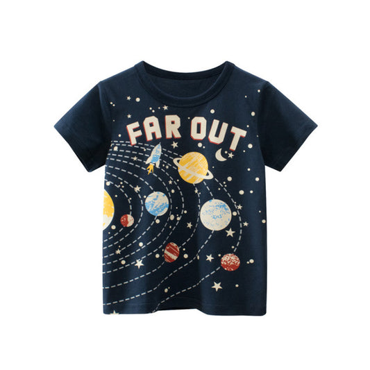 Summer Boys' Short Sleeve Cartoon T-Shirt - Cotton