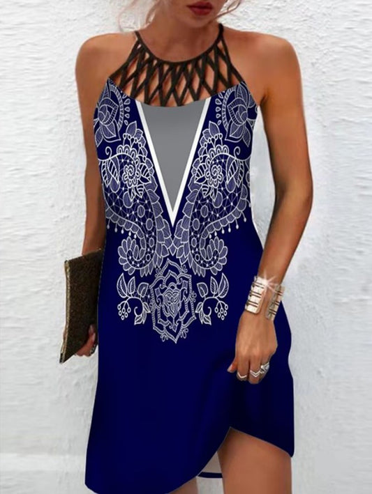 Women's Casual Dress with Ethnic Print Design
