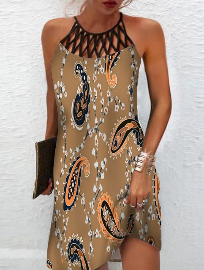 Women's Casual Dress with Ethnic Print Design