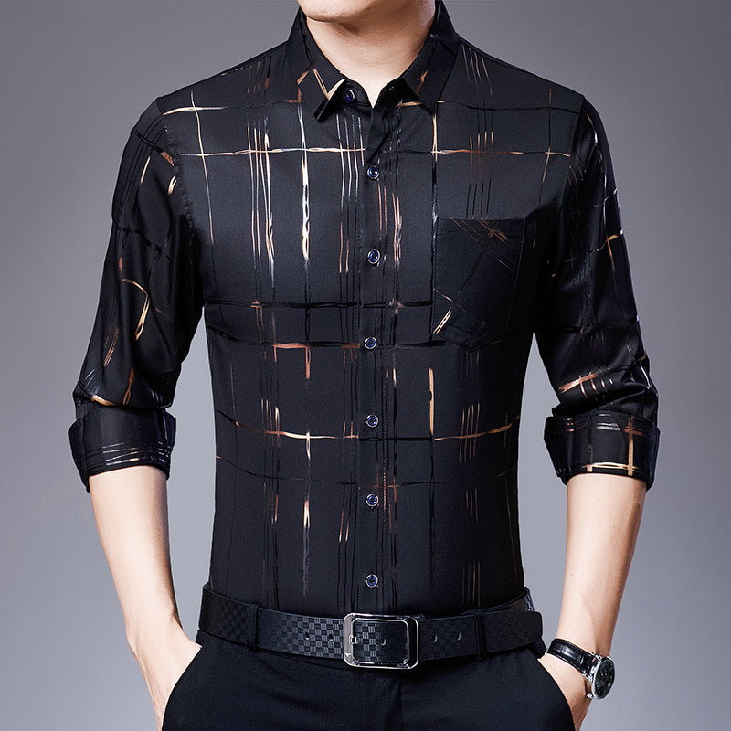 Men's Casual Fashion Shirt in Polyester and Spandex