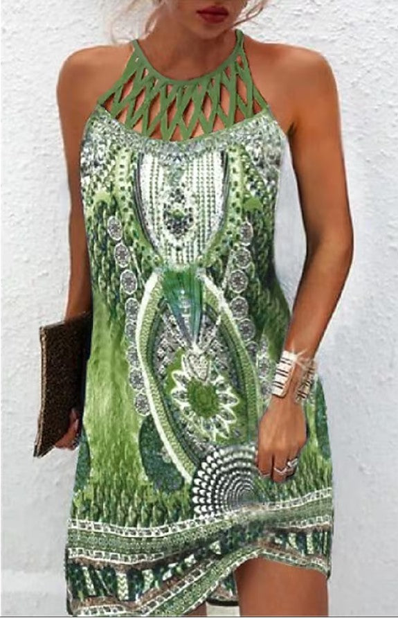 Women's Casual Dress with Ethnic Print Design