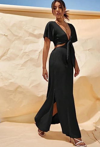 Extra Long A-Line Women's Front Lace-Up Dress