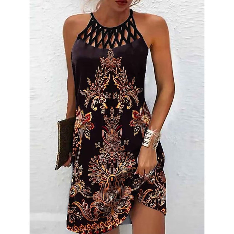 Women's Casual Dress with Ethnic Print Design