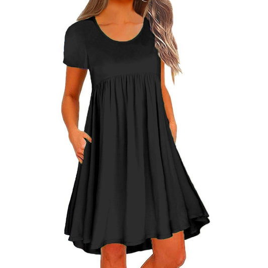 Women's Simple Solid Color Short Sleeve Dress